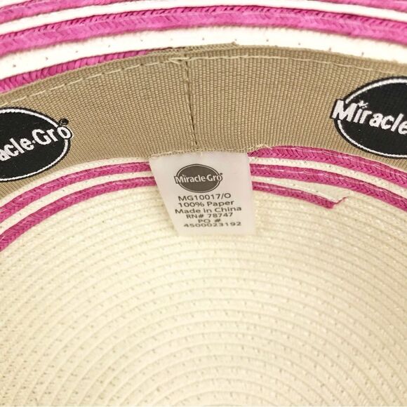 Miracle Gro Cream / Pink Stripe UPF 30+ Garden Beach Hat NEW with Tags - Picture 8 of 11